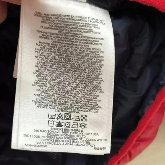 [S] Brooks Brothers Men  Red Fleece Light Puffer Jacket - Picture 6 of 6